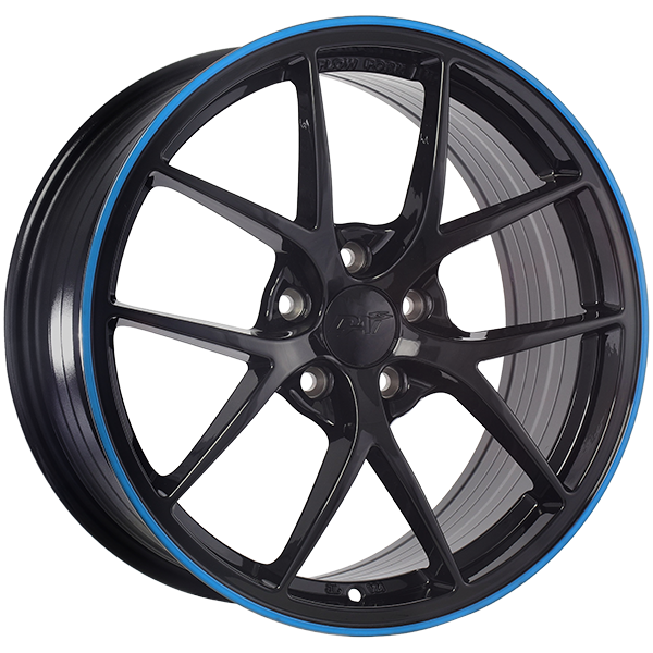 SKY | 17x7.5 5x114.3 ET40 CB 67.1 - Noir lustré - Ligne bleue