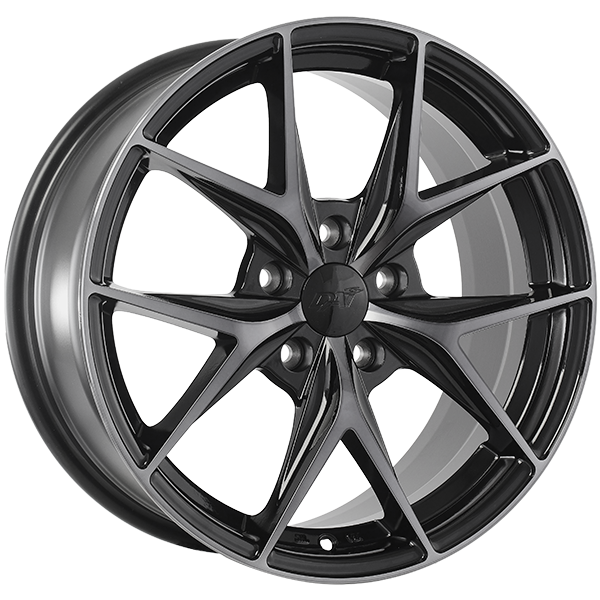 ELEGANTE | 17x7.5 5x114.3 ET40 CB 73.1 - Noir lustré - Façade machinée - Fini foncé