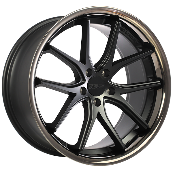 VANQUISH | 20x9.0 5x108 ET35 CB 63.4 - Noir satin - Rebord inox noir