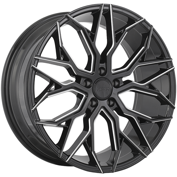 LX6 | 20x8.5 5x114.3 ET35 CB 73.1 - Noir lustré - Rebord usiné